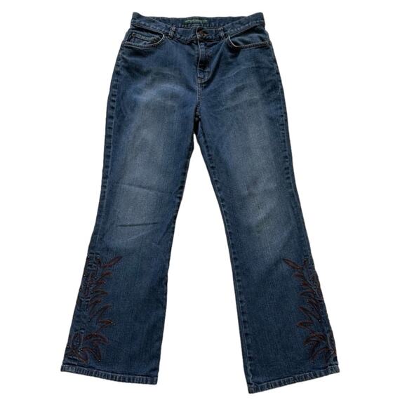 Vintage Lauren Jeans Co. Jeans High Rise Embroidered Accent Boot Cut Denim 10P - Picture 4 of 14